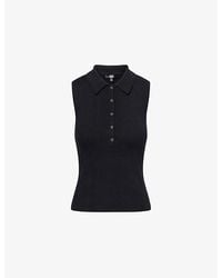 PAIGE - Vesta Polo-Collar Ribbed Knitted Top - Lyst