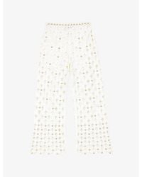 Maje - Sequin-Embellished Wide-Leg Crochet Trousers - Lyst