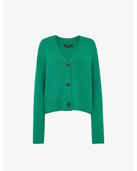 Whistles - V-neck Ribbed Knitted Cardigan - Lyst