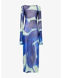 Rat & Boa - Santino Long-Sleeve Stretch-Mesh Maxi Dress - Lyst