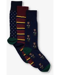 Polo Ralph Lauren - Graphic-print Cotton-blend Knitted Socks Pack Of Three - Lyst
