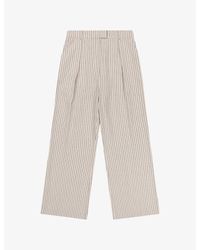 OMNES - Striped Wide-Leg Linen-Blend Trousers - Lyst