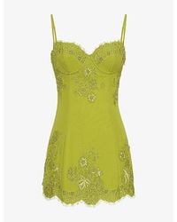 House Of Cb - Soraya Lace-Trim Satin Mini Dress - Lyst