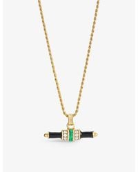 V By Laura Vann - Bridget 18ct Yellow -plated Vermeil Recycled Sterling-silver, Emerald, White Topaz And Enamel Pendant Necklace - Lyst