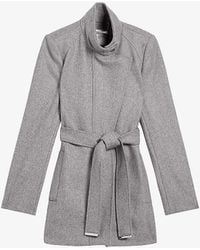 Ted Baker - Icombis Funnel-neck Wool-blend Coat - Lyst