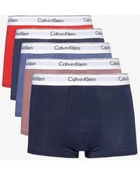 Calvin Klein - Logo-waistband Pack Of Five Stretch-cotton Trunks - Lyst