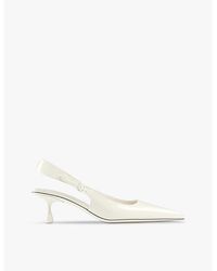 Jimmy Choo - Amel Pointed-Toe Sling-Back Patent-Leather Heeled Courts - Lyst