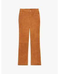 Claudie Pierlot - Panelled Wide-leg Mid-rise Suede Trousers - Lyst