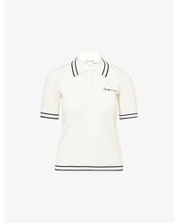 Sporty & Rich - Signature Logo Mini Cable Woven Polo Top - Lyst