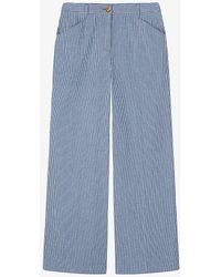 LK Bennett - Gene Stripe-pattern Wide-leg Mid-rise Stretch-woven Trousers - Lyst