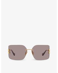 Miu Miu - Mu 54ys Square-frame Metal Sunglasses - Lyst