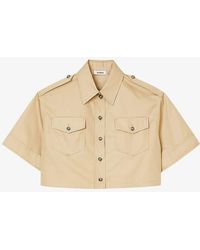 Sandro - Patch-pocket Cropped Cotton-blend Shirt - Lyst