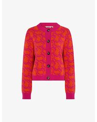 OMNES - Kamaria Geometric-Print Long-Sleeve Cotton Cardigan - Lyst