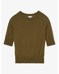 Reiss - Suzzie Funnel-Neck Merino-Wool T-Shirt - Lyst