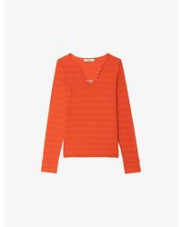 Zadig & Voltaire - Striped Henley-Neck Cotton-Jersey Top - Lyst
