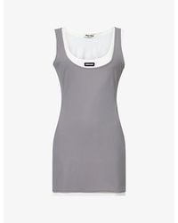 Miu Miu - Logo-Patch Layered Jersey Mini Dress - Lyst