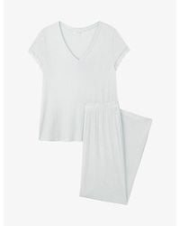 The White Company - Lace-Trim V-Neck Stretch-Jersey Pyjama Set - Lyst