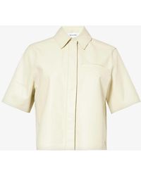 Yves Salomon - Spread-collar Cropped Leather Shirt - Lyst