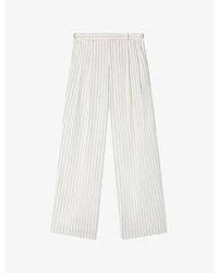 Sandro - Striped Wide-Leg Linen-Blend Suit Trousers - Lyst