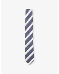 BOSS - Striped Linen And Silk-Blend Tie - Lyst