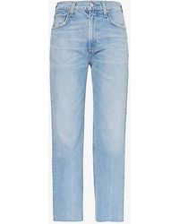 Citizens of Humanity - Daphne Raw-hem Cropped Straight-hem High-rise Denim-blend Jeans - Lyst