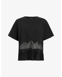 AllSaints - Gracie Lace-embroidered Relaxed-fit Organic-cotton T-shirt X - Lyst