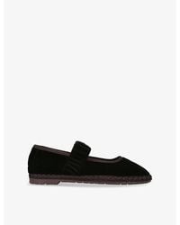 Flabelus - Mafalda Sethe Ruched-Strap Velvet Mary Jane Flats - Lyst