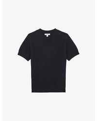 Reiss - Anita Short-Sleeve Cotton And Wool-Blend Top - Lyst