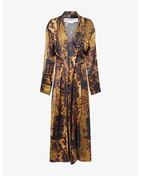 Victoria Beckham - Wrap Shawl-Collar Woven Midi Dress - Lyst