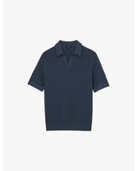 Reiss - Leon Open-Collar Textured Cotton-Blend Polo - Lyst