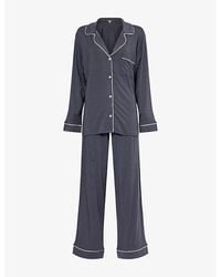 Eberjey - Gisele Contrast-Piping Stretch-Woven Pyjama Set - Lyst