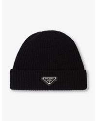 Prada - Brand-Plaque Cashmere And Wool-Blend Beanie Hat - Lyst