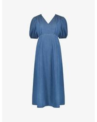 Ro&zo - Shirred-shoulder Relaxed-fit Cotton Midi Dress 1 - Lyst