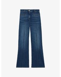 Reiss - Claude Flared-Leg Pintuck Stretch-Denim Jeans - Lyst
