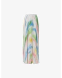 eem - Abstract-Print Pleated Woven Maxi Skirt - Lyst