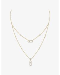 Messika - Move Uno Two-Row Pavé 18Ct And 0.03Ct Diamond Necklace - Lyst