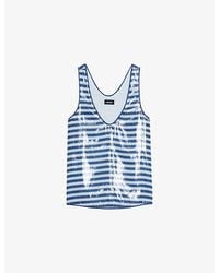 Zadig & Voltaire - Tarys Striped Sequin-Embellished Top - Lyst