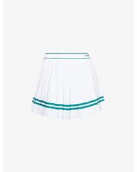 Sporty & Rich - Italic Logo Pleated Stretch-Woven Mini Skirt - Lyst