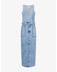 GOOD AMERICAN - Fit For Success V-Neck Stretch-Denim Blend Maxi Dress - Lyst