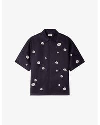 Sandro - Floral-Flocked Relaxed-Fit Woven Shirt - Lyst