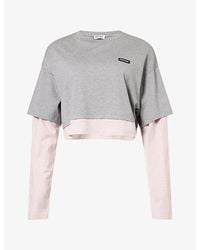 Miu Miu - Layered Cropped Cotton T-Shirt - Lyst