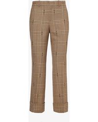 Gucci - Horsebit Check-patterned Flared-leg Wool Trousers - Lyst