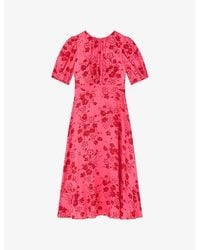 LK Bennett - Jem Floral-Print Woven Midi Tea Dress - Lyst