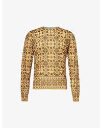 Etro - Graphic-patterned Crewneck Silk And Cashmere-blend Top X - Lyst