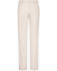 PAIGE - Shultz Straight-leg High-rise Cotton-blend Trousers - Lyst