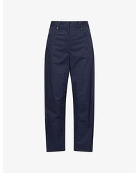 Theory - Relaxed-Fit Barrel-Leg Cotton-Poplin Trousers - Lyst
