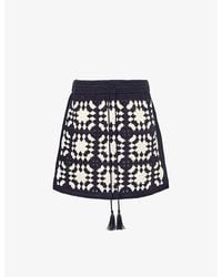 FRAME - Vycrochet Tassel-embellished Cotton-blend Knitted Mini Skirt - Lyst