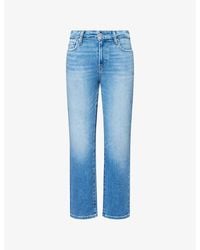 PAIGE - Cindy Cropped Raw-Hem Straight-Leg Denim Jeans - Lyst