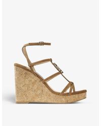 Jimmy Choo Jc Wedge 110 Suede Wedged Sandals - Multicolour
