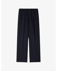 Sandro - Elasticated-Waist Wide-Leg Stretch-Woven Trousers - Lyst